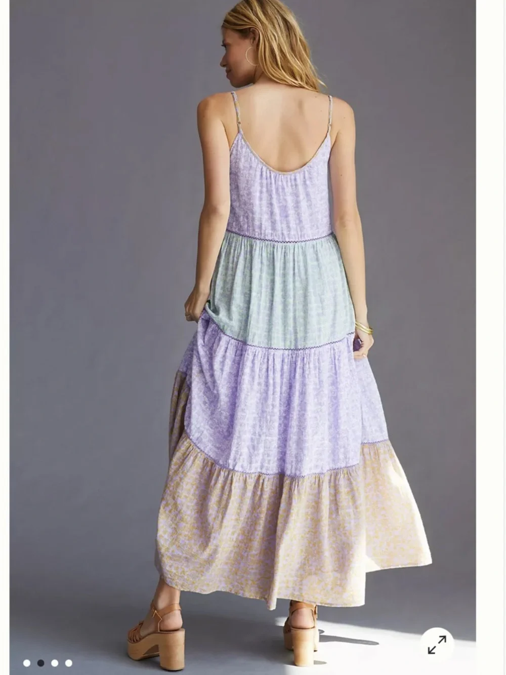 ANTHRO X Roller Rabbit Purple Green Ismay Dakota Tiered Boho Maxi Dress Medium - Picture 4 of 16